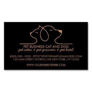 Black Brown Dog Cat Einfache Logokombination Tierf Magnetische Visitenkarte