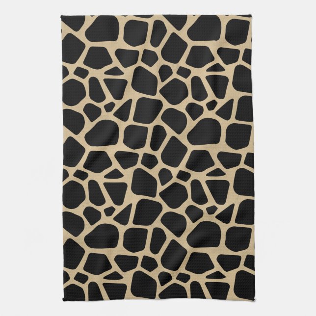 Black Brown Giraffe Print Geschirrtuch (Vertikal)