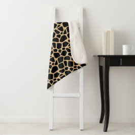 Black Brown Giraffe Print Sherpadecke