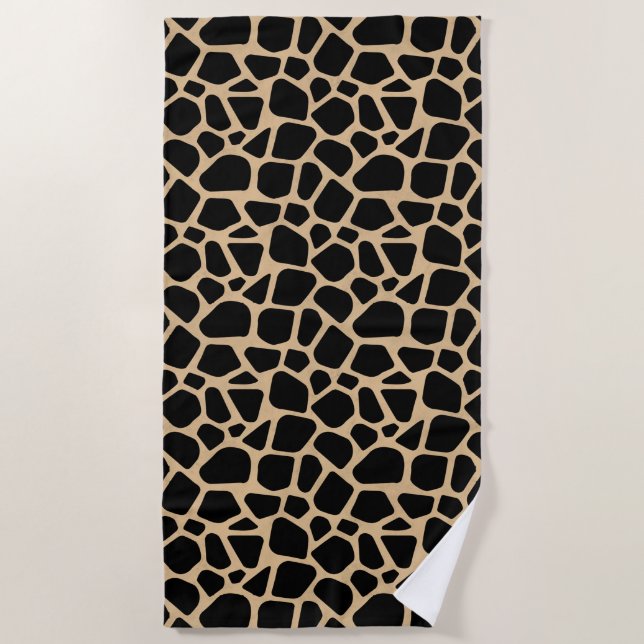 Black Brown Giraffe Print Strandtuch (Vorderseite)