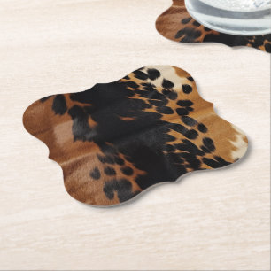 Black Brown Gold Cowhide Untersetzer