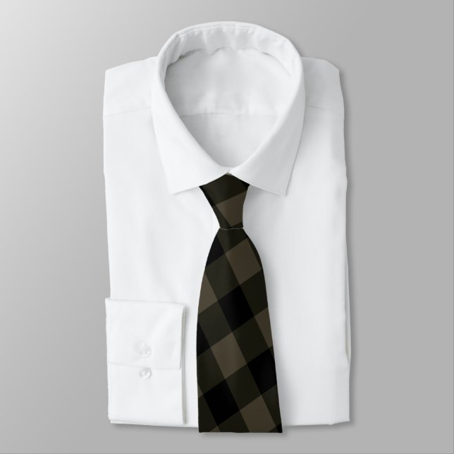 Black Brown Karo Neck Tie Krawatte (Gebunden)