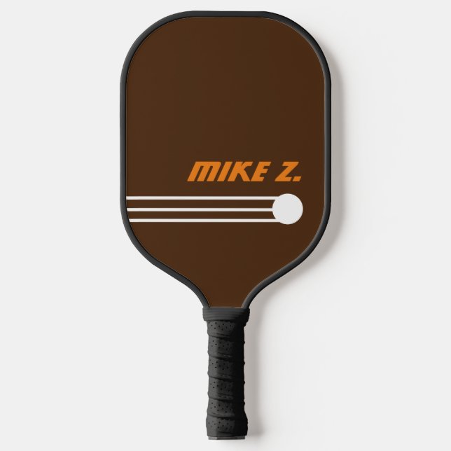 Black Brown PickleBall Paddle mit dem Namen des Sp (Vorderseite)
