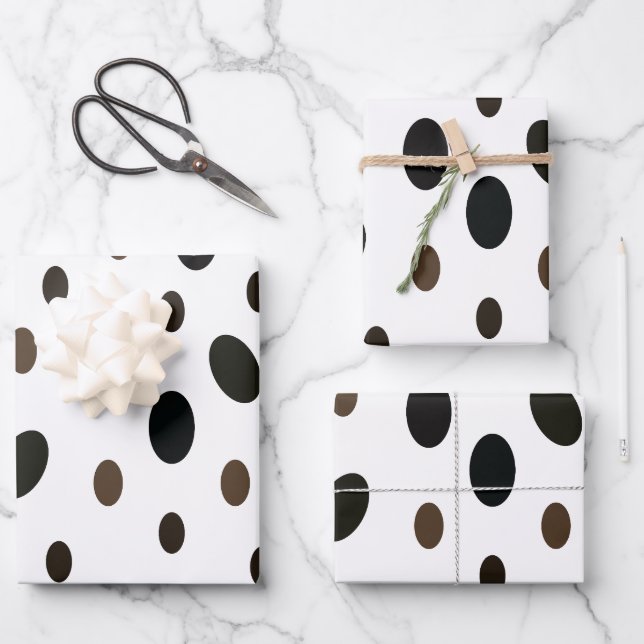 Black Brown Polka Dot Geschenkpapier Set (Vorderseite)