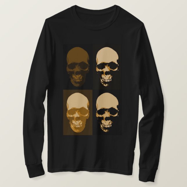 Black Brown Pop Art Retro Stilvoller Skull T-Shirt (Design vorne)