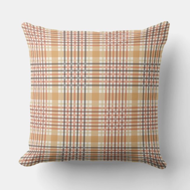 BLACK BROWN TAN FALL KARIERT PATTERN KISSEN (Vorderseite)