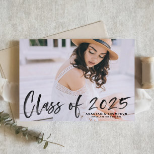 Black Brush Lettering Abschlussklasse 2025 Postkarte