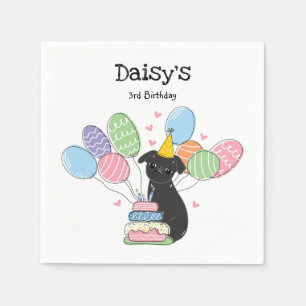 Black Brussels Griffon Birthday Paper Serviette