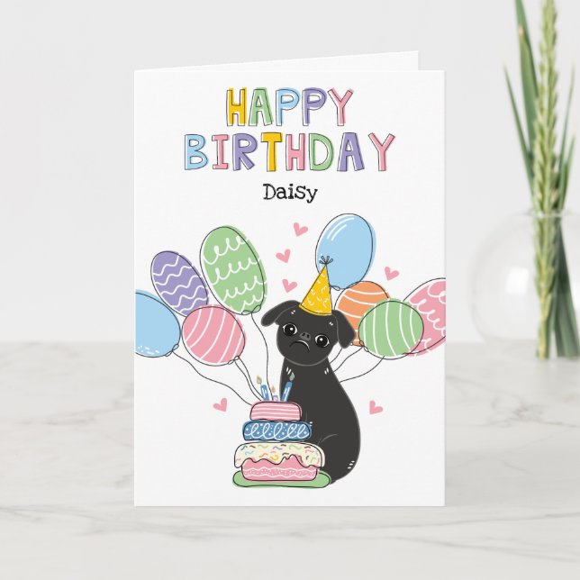 Black Brussels Griffon Dog Birthday Card Karte (Vorderseite)
