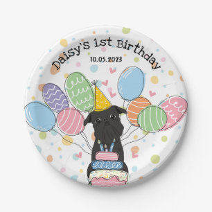 Black Brussels Griffon Dog Birthday Party Pappteller