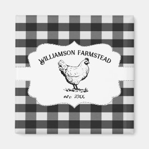Black Buffalo Kariert Farm Chicken Magnet