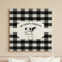 Black Buffalo Kariert Farm Cow Canvas drucken