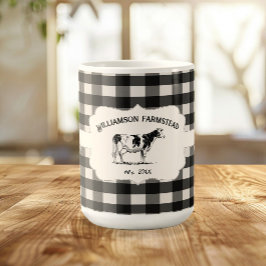 Black Buffalo Kariert Farm Cow Tasse