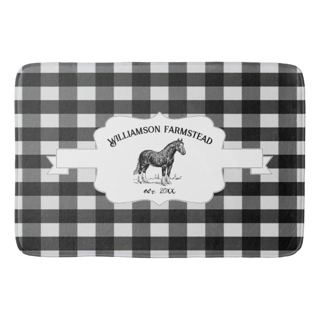 Black Buffalo Kariert Farm Horst Bath Mat Badematte (Vorderseite)