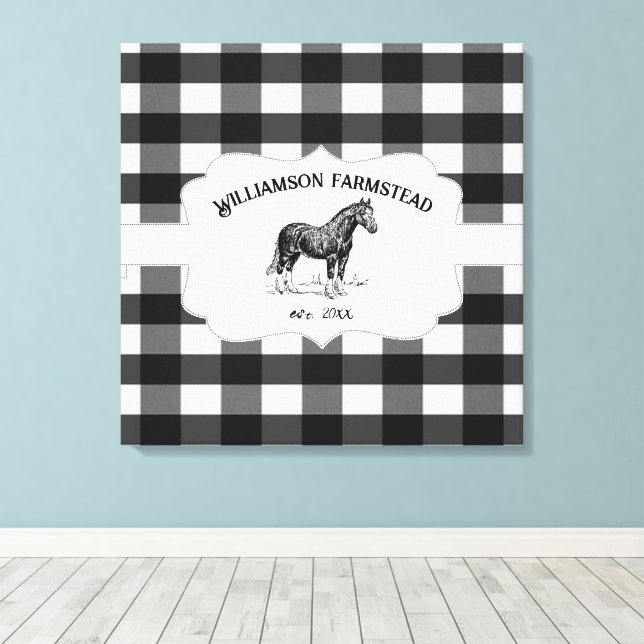 Black Buffalo Kariert Farm Horst Canvas drucken Leinwanddruck (Insitu (Holzboden))