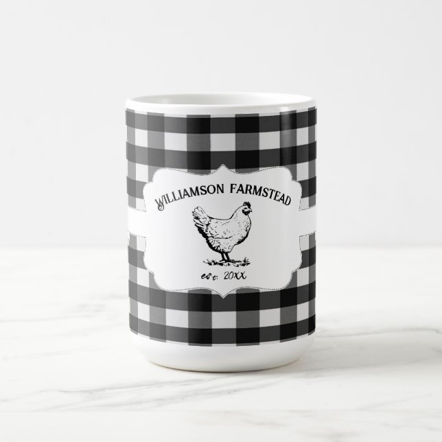 Black Buffalo Kariert Farm Hühnchen Kaffee Tasse (Mittel)