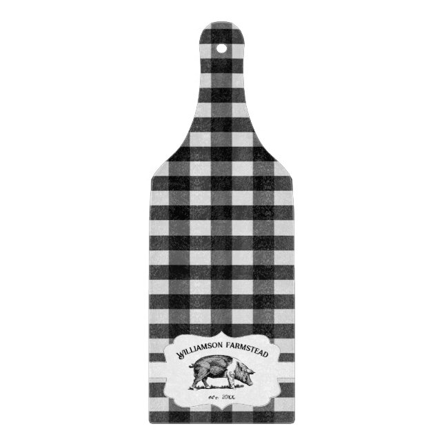 Black Buffalo Kariert Farm Pig Cutting Board Schneidebrett (Vorderseite)