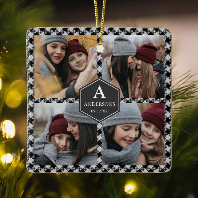 Black Buffalo Kariert Lumberjack Foto Collage Keramikornament (Von Creator hochgeladen)