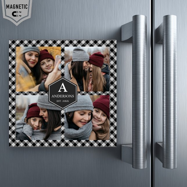 Black Buffalo Kariert Lumberjack Foto Collage Magnetkarte (Von Creator hochgeladen)