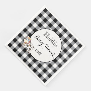 Black Buffalo Kariert mit Cartoon Cow Paper Napkin Serviette