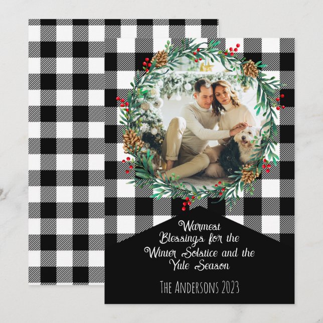 Black Buffalo Kariertes Foto Kranz Weihnachten Sol (Vorne/Hinten)