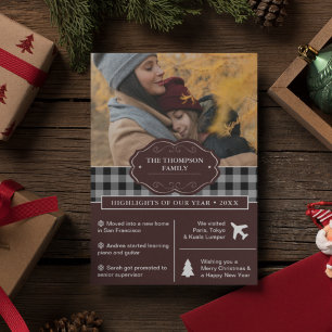 Black Buffalo Kariertes Jahr im Review Weihnachts- Feiertagskarte