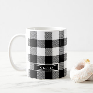 Black Buffalo Kariertes Muster Mit Monogramm Tasse