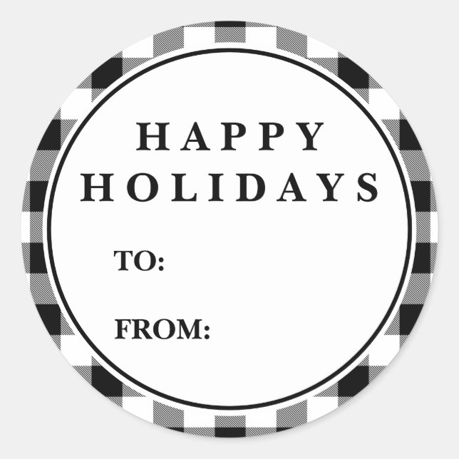 Black Buffalo Kariertes Muster Weihnachtsgeschenk  Runder Aufkleber (Vorderseite)