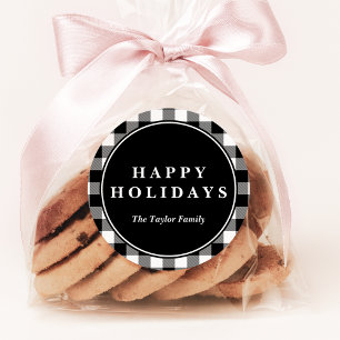 Black Buffalo Kariertes Muster Weihnachtsgeschenk Runder Aufkleber