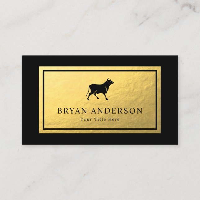 Black Bull - Imitate Gold Foil Business Card Visitenkarte (Vorderseite)