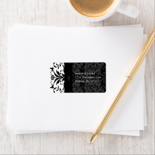 Black Bumble Bee Damask Address Labels - Adressaufkleber