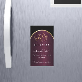 Black burgundy 50. Geburtstag Speichern Sie den Da Magnetkarte