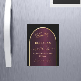 Black burgundy 90. Geburtstag Speichern Sie den Da Magnetkarte