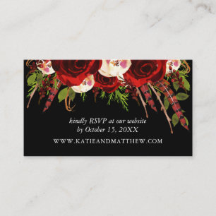 Black Burgundy Floral Boho Wedding Website UAWG Begleitkarte