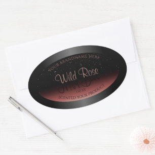 Black Burgundy Ombre Produktmarken Soft Glitzer Ovaler Aufkleber