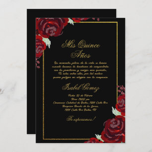 Black Burgundy Quinceanera Einladung