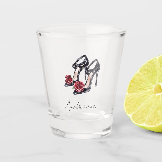 Black Burgundy Red High Heels Schnapsglas (Vorderseite)