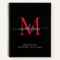 Black Burgundy Red Monogram Script Name Rezept