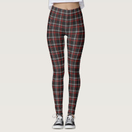Black Burgundy White Plaid Classic Leggings