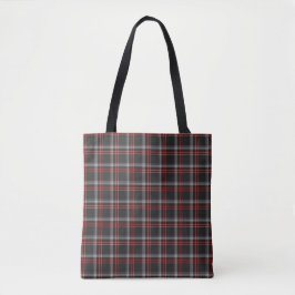 Black Burgundy White Plaid Classic Tote Bag