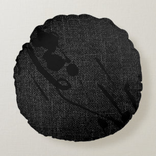 Black Burlap Modern Abstrakt Paint Rundes Kissen