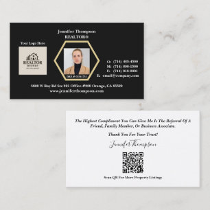 Black Business Card mit Gold Hexagon Kontur Visitenkarte