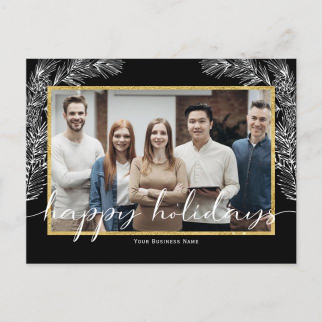 Black Business Happy Holiday Postkarte mit Foto (Vorderseite)