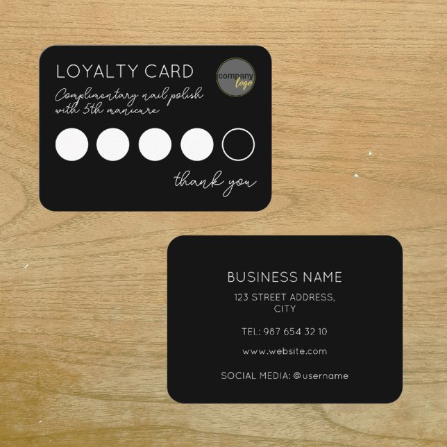 BLACK BUSINESS LOGO 5 PUNCH LOYALTY CARD TREUEKARTE (Von Creator hochgeladen)