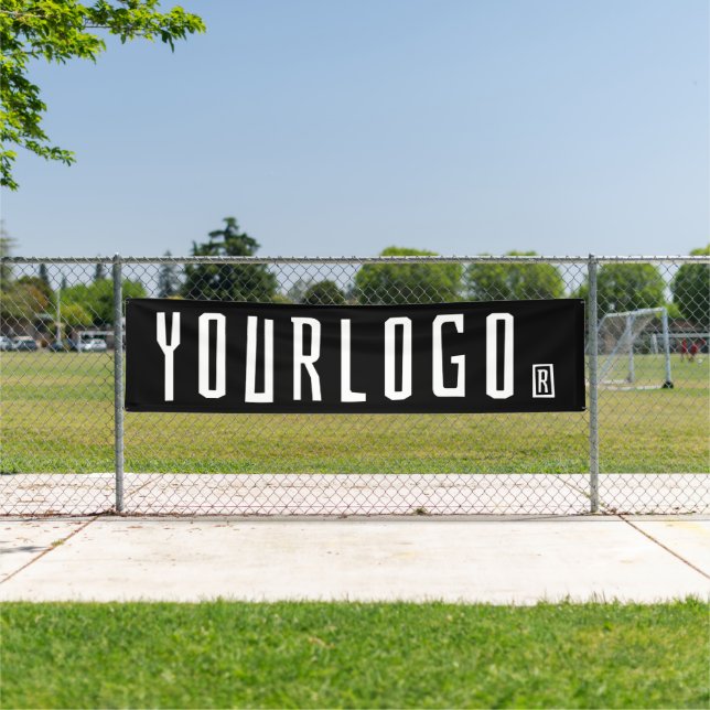 Black Business Logo Minimal Marke Outdoor 10' Long Banner (InSitu)