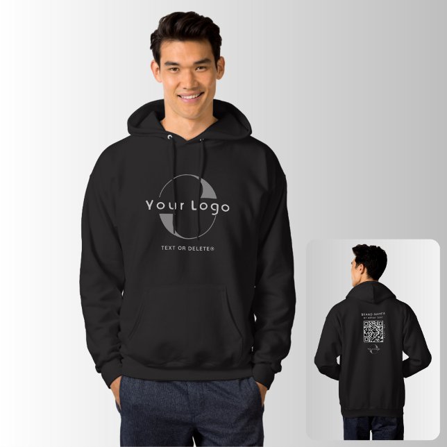 Black Business Logo QR Code Company Markenbezeichn Hoodie (Von Creator hochgeladen)