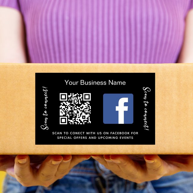 Black Business Name qr Code Facebook Rechteckiger Aufkleber (Von Creator hochgeladen)