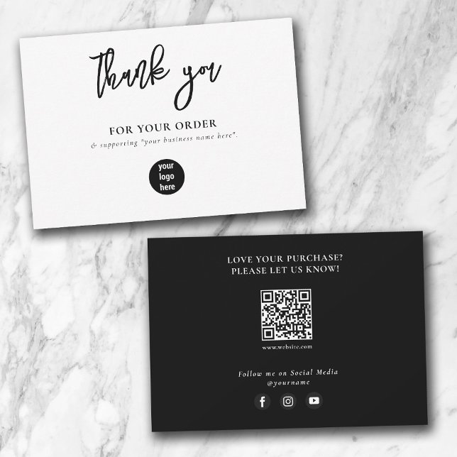 Black Business Vielen Dank Logo Social Media Dankeskarte (Personalized Business Thank You Logo Social Media)