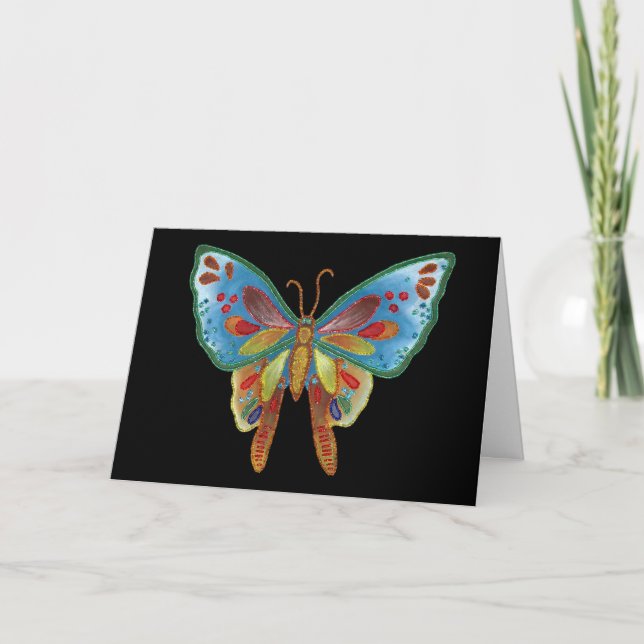 Black Butterfly Birthday Card Karte (Vorderseite)