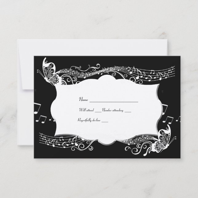 Black Butterfly Music Fidelity uAwg RSVP Karte (Vorderseite)